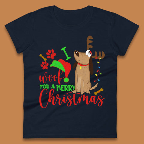 I Woof You A Merry Christmas Womens T-Shirt
