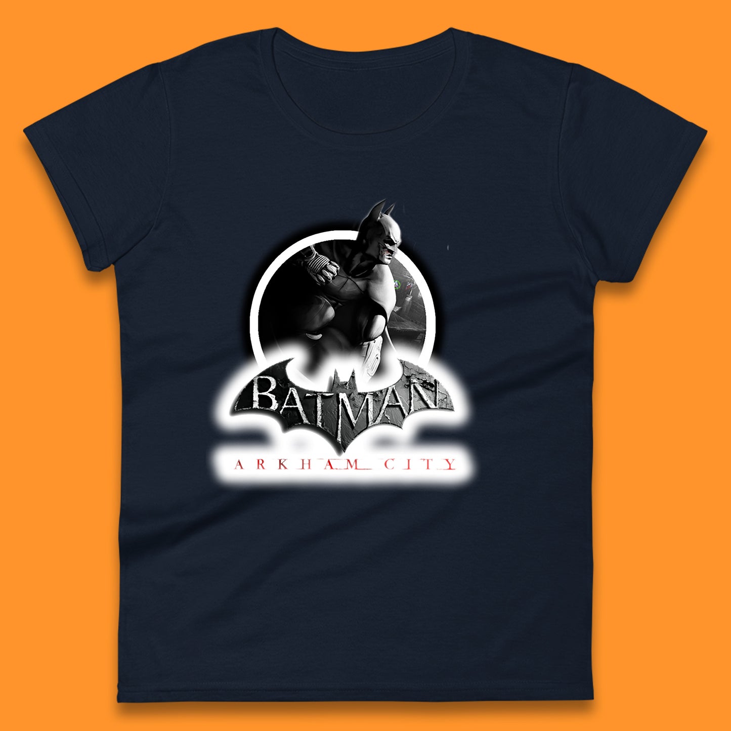 Batman Arkham City Action Adventure Game Batman Basic Logo DC Comics Superhero Gamer Womens Tee Top