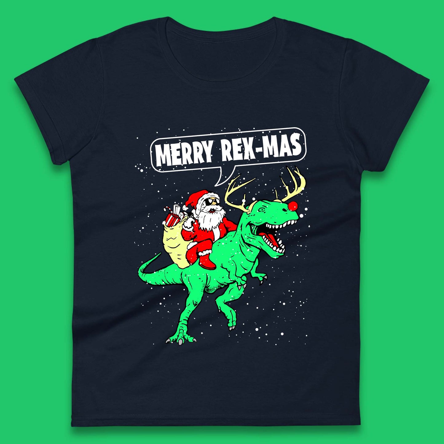 Merry Rex-Mas Christmas Womens T-Shirt