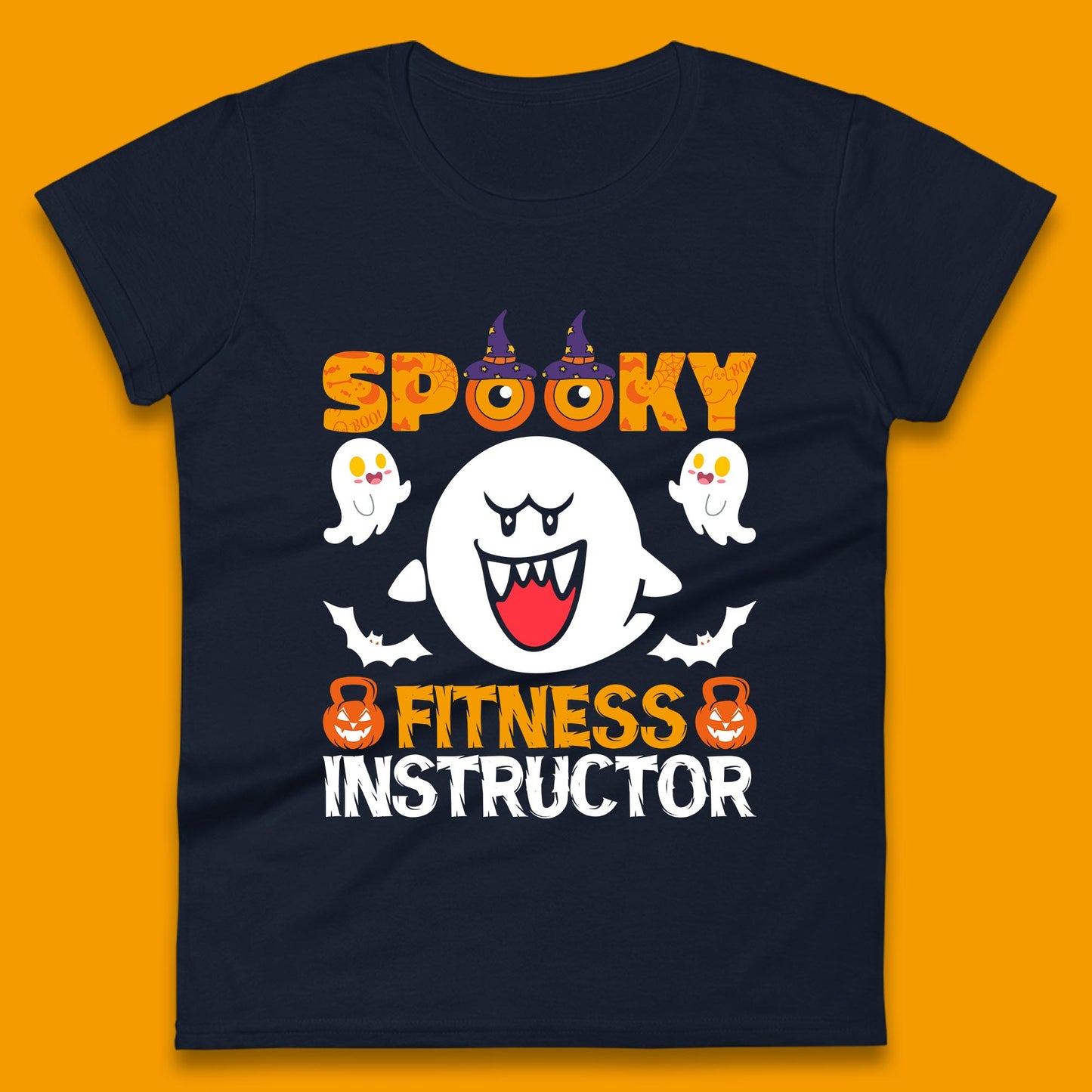 Halloween Spooky Fitness Instructor Super Mario Boo Halloween Costume Womens Tee Top