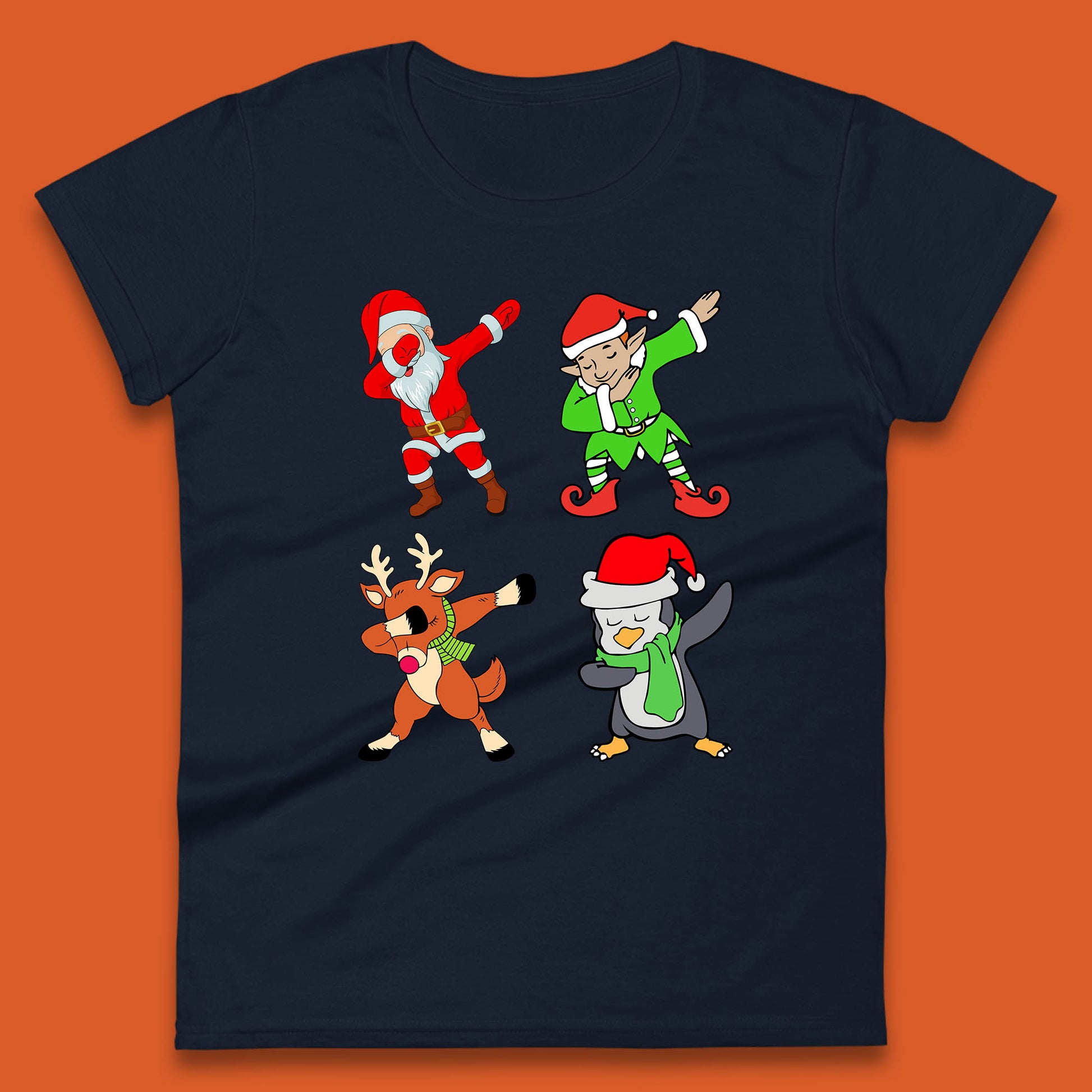 santa claus & friends dabbing womens t-shirt