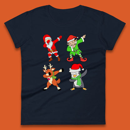 santa claus & friends dabbing womens t-shirt