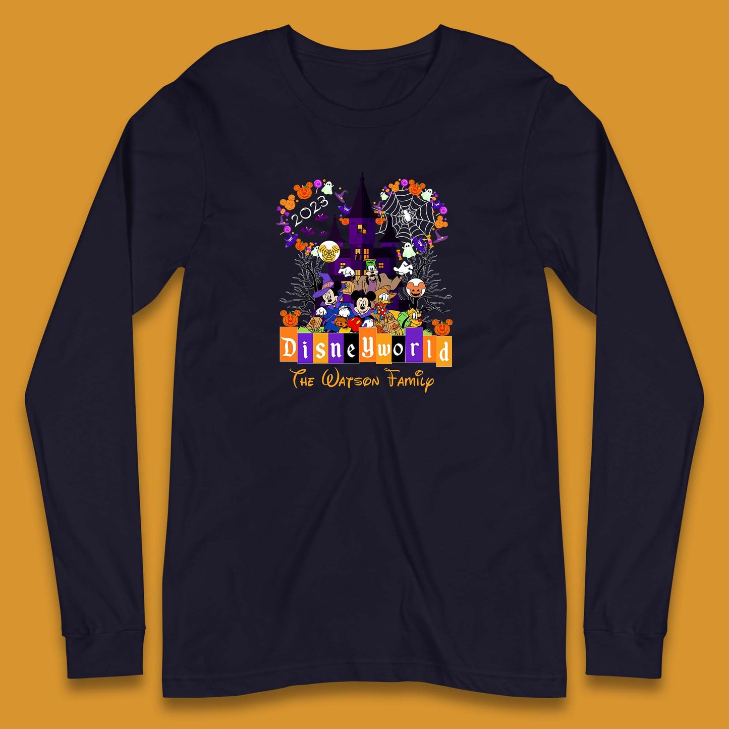 Personalised Disneyworld Halloween Family Disneyland Castle Mickey And Friends Disney Trip Long Sleeve T Shirt