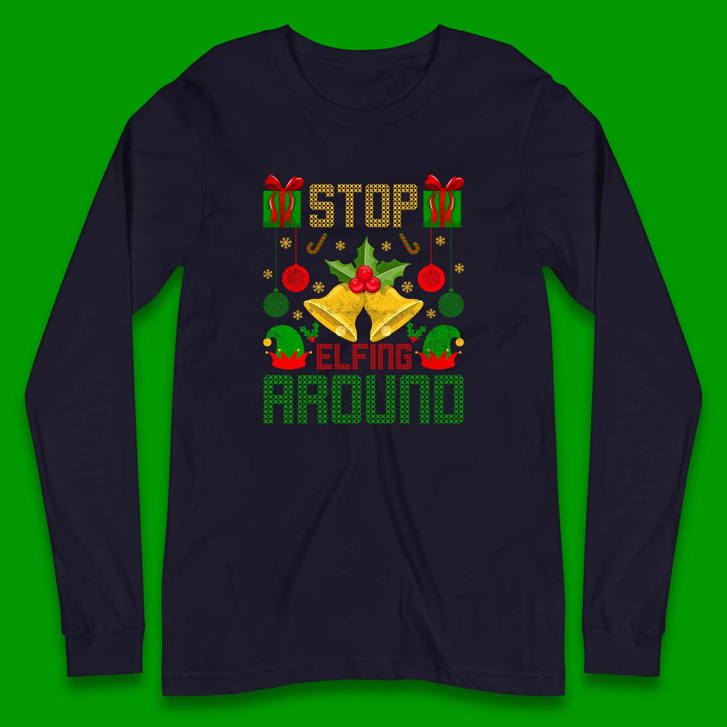 christmas stop elfing around t shirt