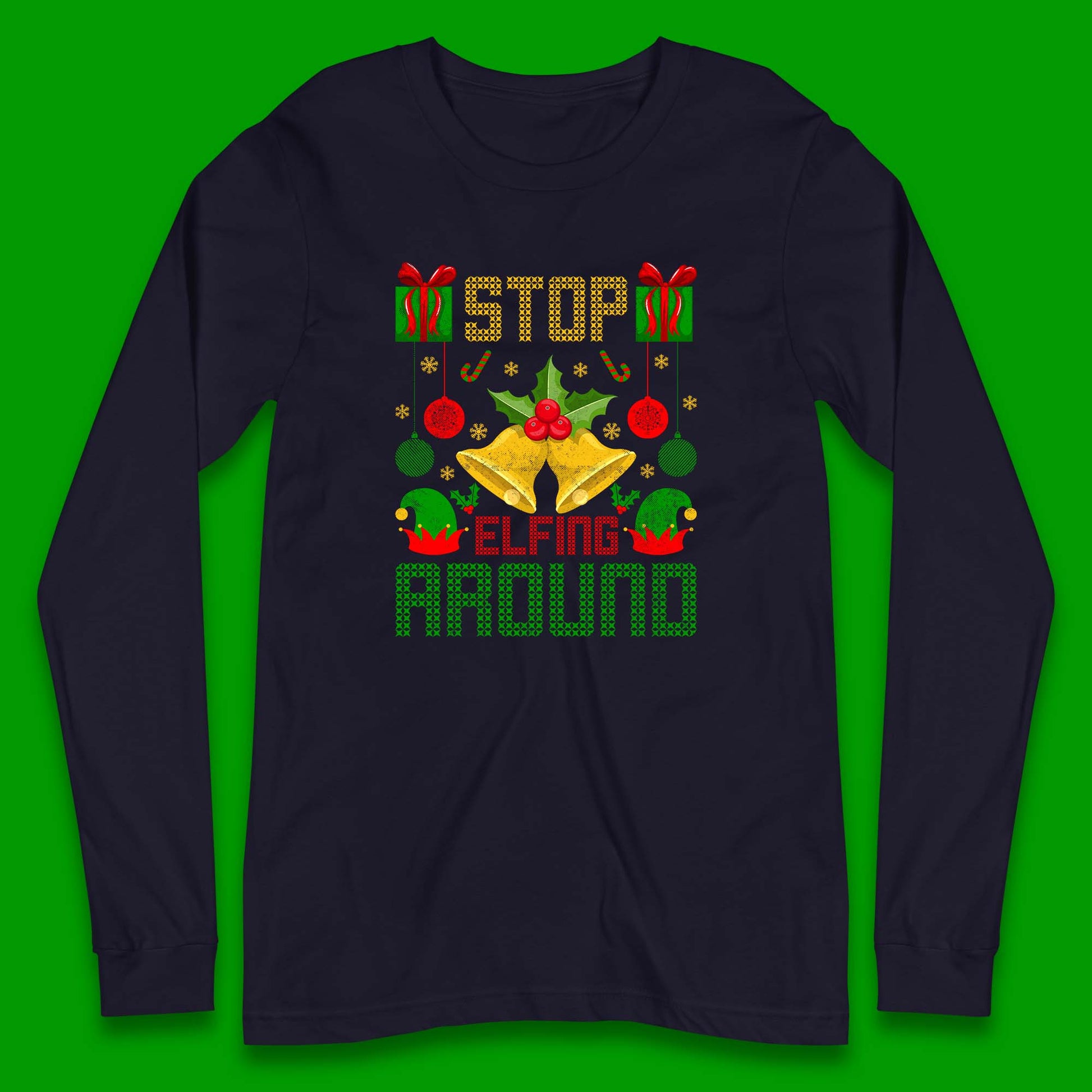 christmas stop elfing around t shirt