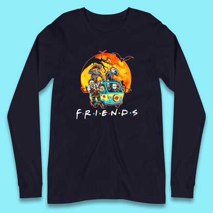 Friends Van Halloween Scooby Doo Mystery Machine Horror Movie Villians Characters Long Sleeve T Shirt