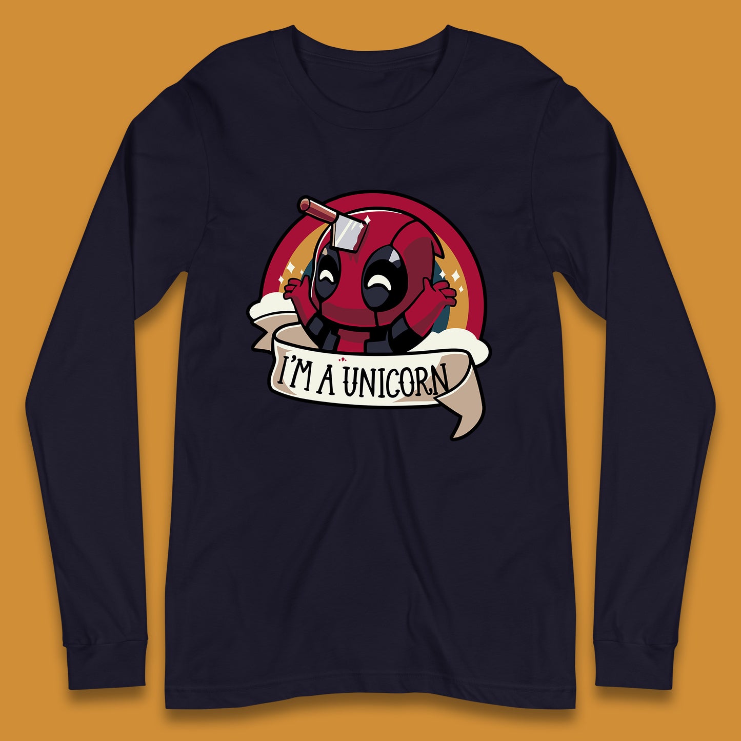 I'm A Unicorn Funny Deadpool Rainbow Colors Marvel Avengers Superhero Fictional Character Long Sleeve T Shirt