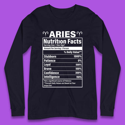 Aries Nutrition Fact Long Sleeve T-Shirt