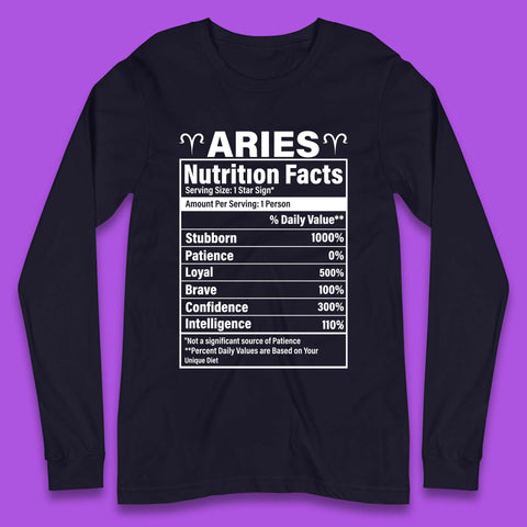 Aries Nutrition Fact Long Sleeve T-Shirt