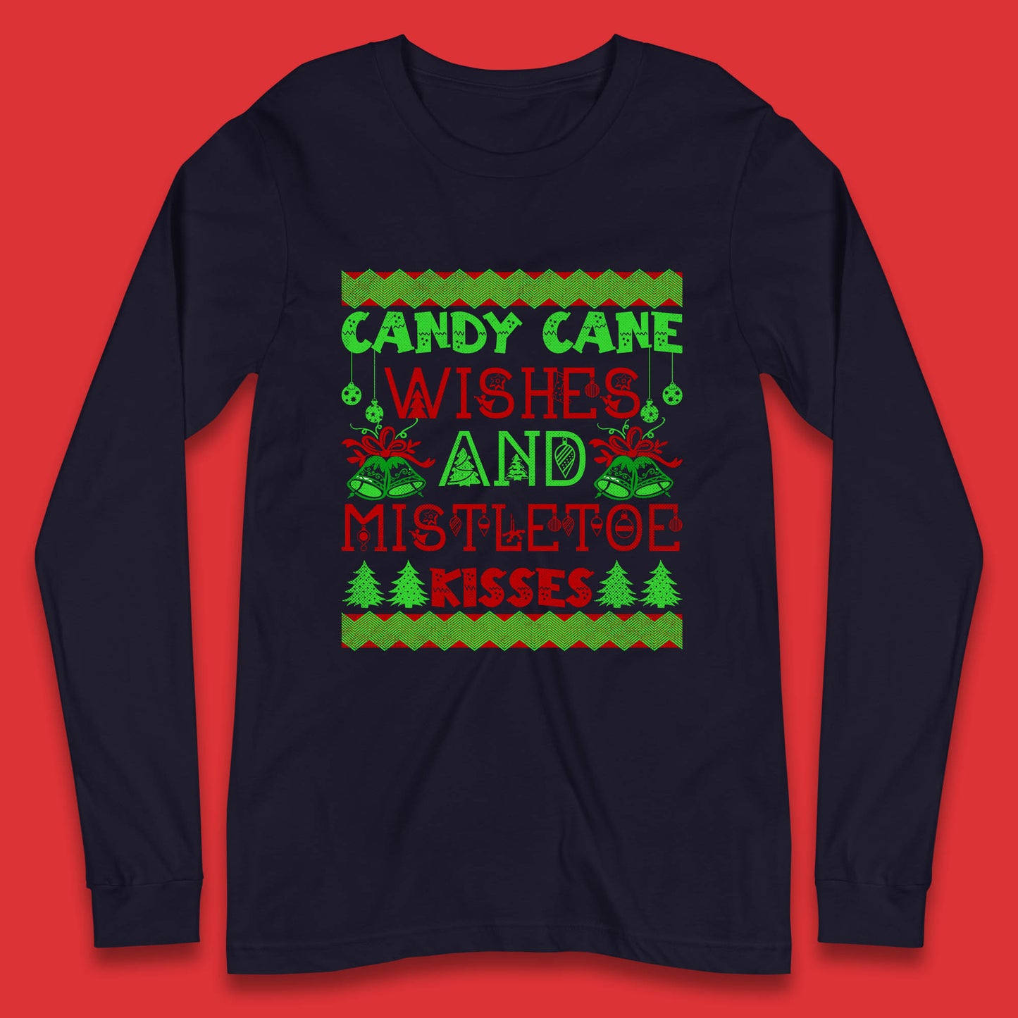 candy cane christmas long sleeve t shirt