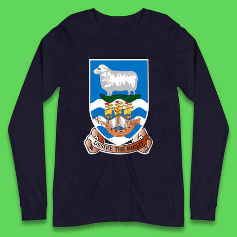 Coat Of Arms Of The British Overseas Territory Falkland Islands Coat Of Arms Of The Falkland Islands Flag Long Sleeve T Shirt