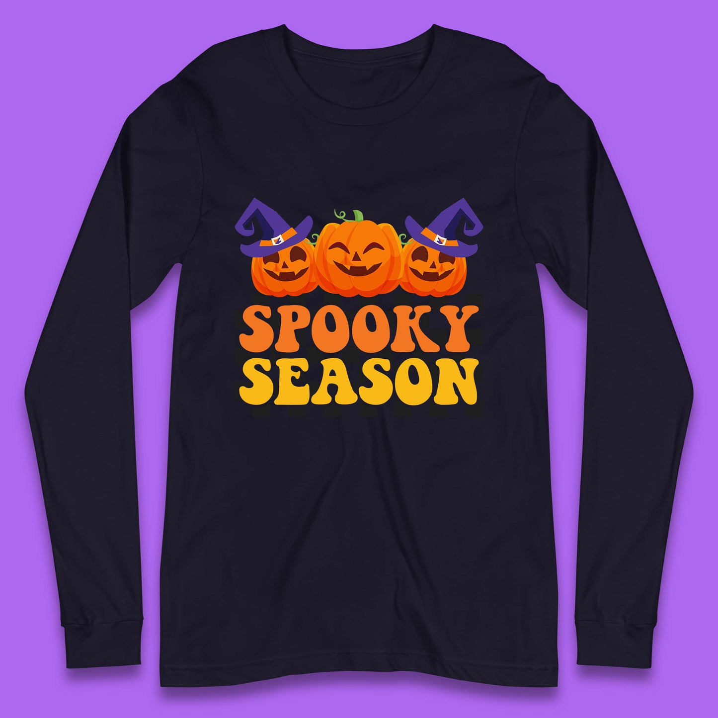 Spooky Season Halloween Jack-O-Lantern Pumpkins Spooky Vibes Long Sleeve T Shirt