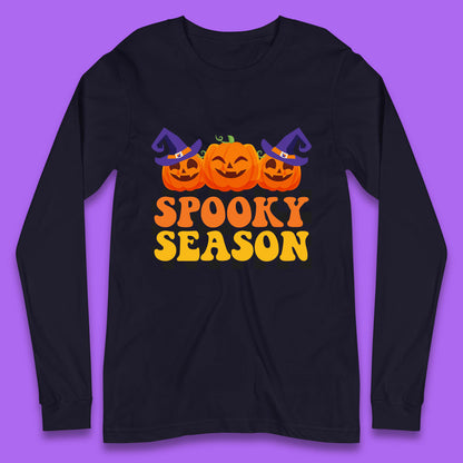 Spooky Season Halloween Jack-O-Lantern Pumpkins Spooky Vibes Long Sleeve T Shirt