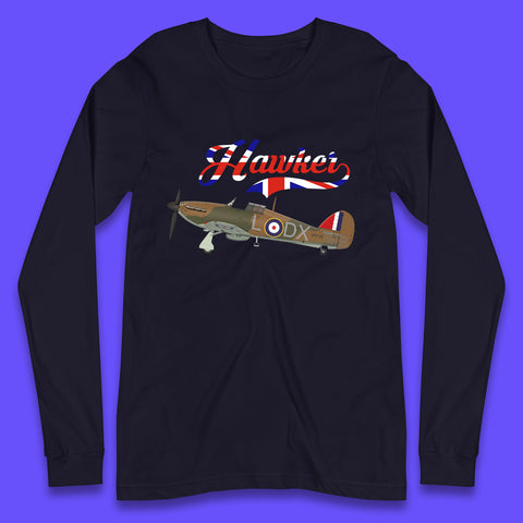 Hawker Hurricane United Kingdom Vintage WWII RAF Fighter Jet British Aircraft Royal Air Force Remembrance Day Long Sleeve T Shirt