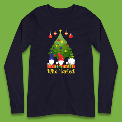 who farted christmas gnomes funny long sleeve t shirt