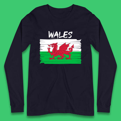Welsh Dragon Flag Of Wales Saint Welsh Sant Dewi St. David's Day Dragon Flag Long Sleeve T Shirt