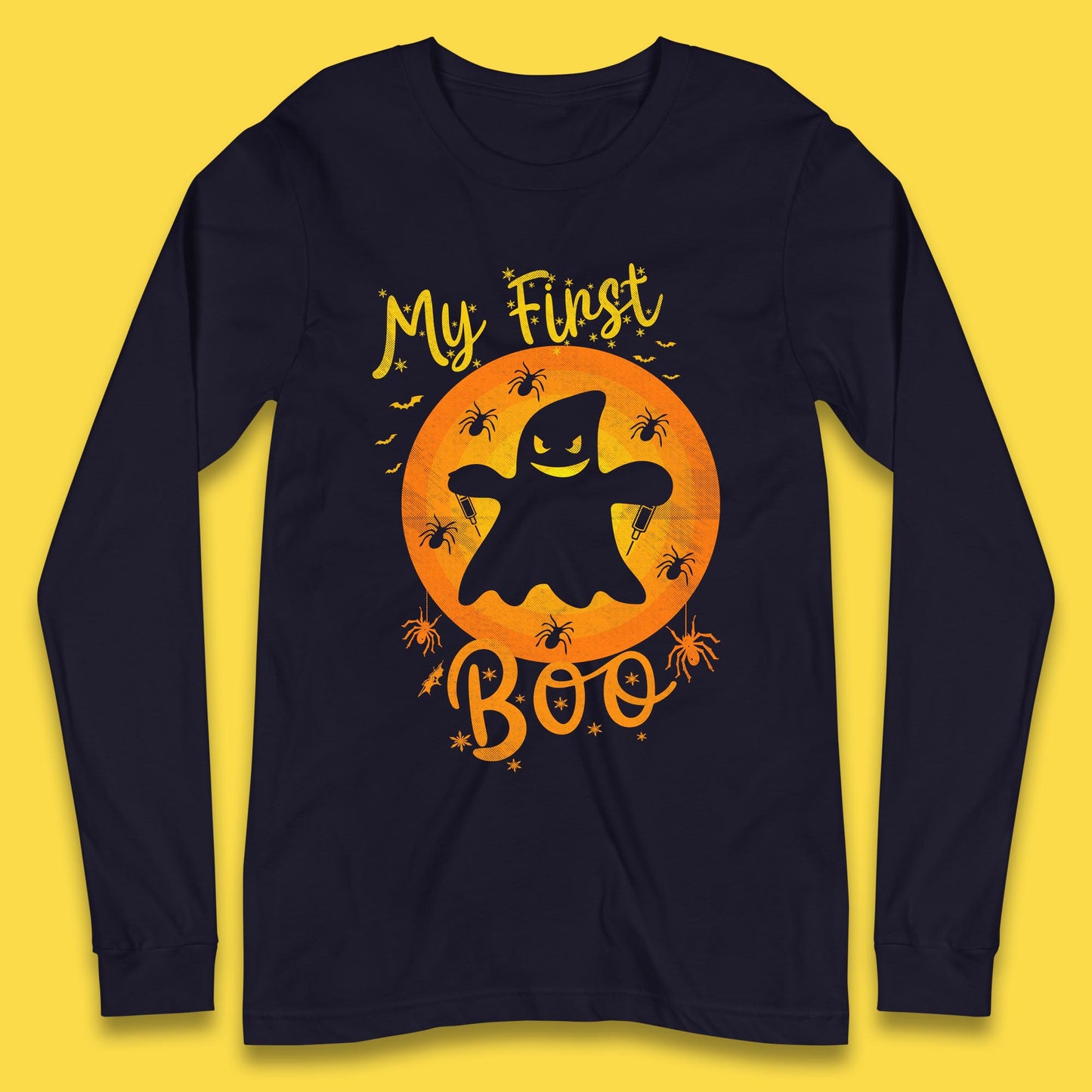 My First Boo Halloween Funny Boo Ghost Horror Scary Creepy Season Long Sleeve T Shirt