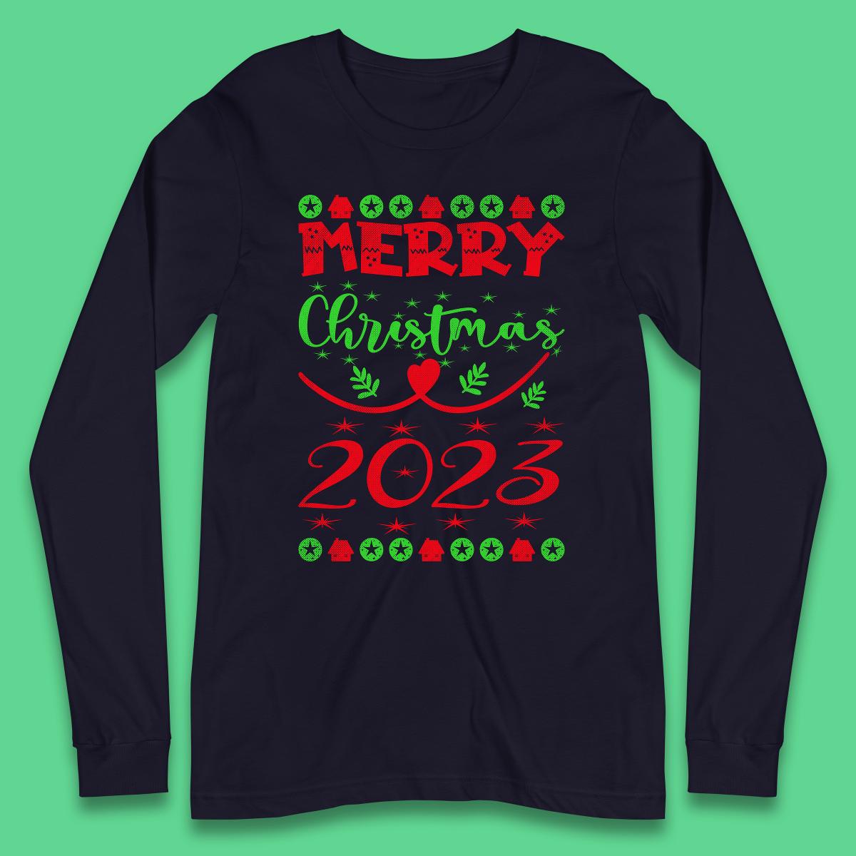 Merry Christmas 2023 Winter Holiday Xmas Festive Celebration Long Sleeve T Shirt