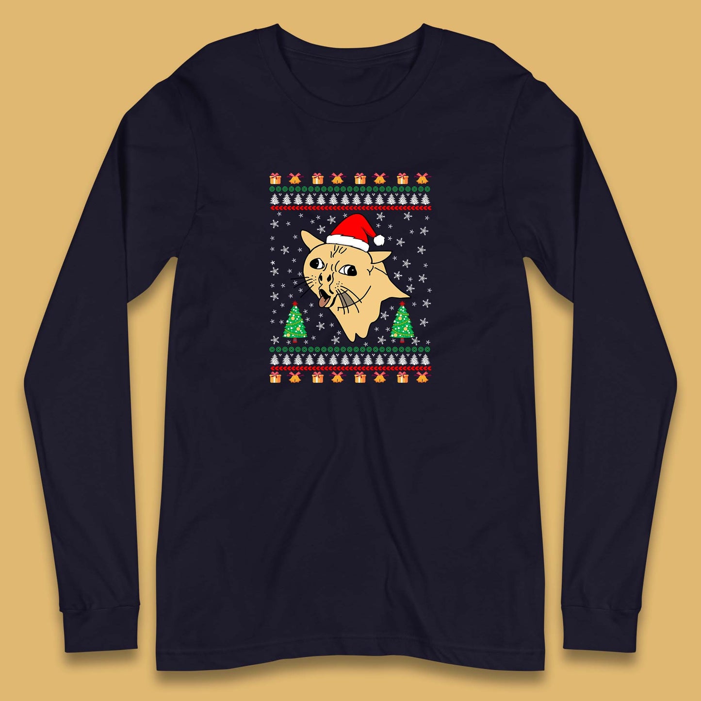 coughing cat christmas long sleeve t shirt
