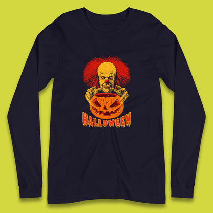 Pennywise Clown Hands Halloween Pumpkin IT Pennywise Clown Horror Movie Fictional Character Long Sleeve T Shirt