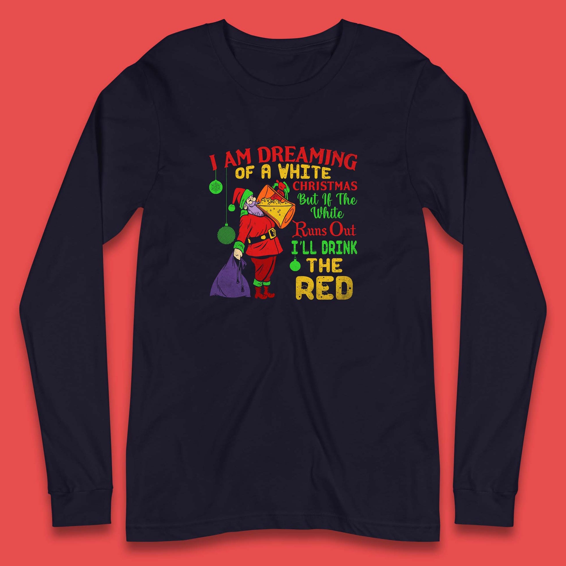 santa claus drinking long sleeve t shirt