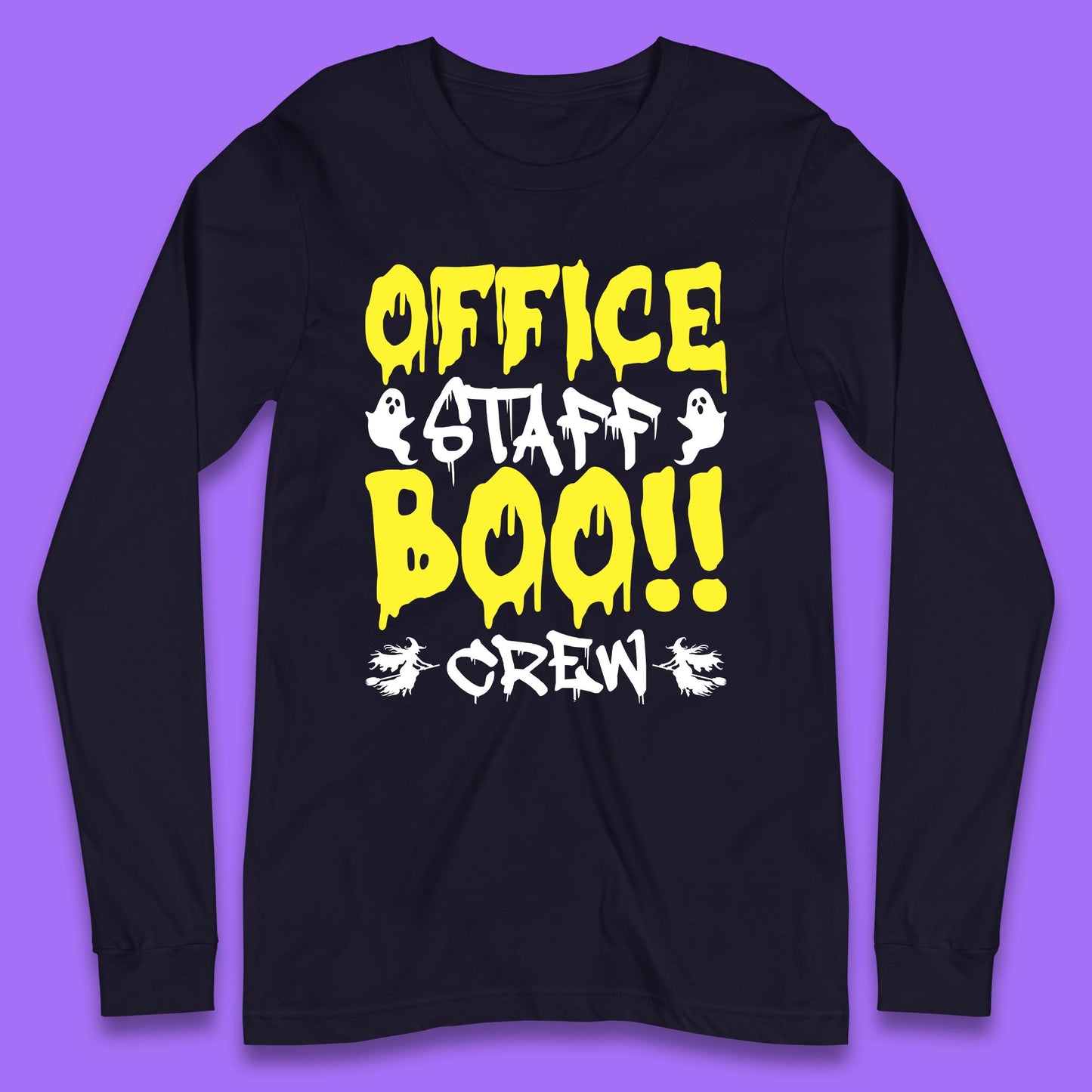 Office Staff Boo Crew Halloween Office Squad Boo Ghost Office Crew Long Sleeve T Shirt