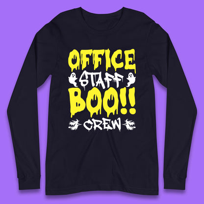 Office Staff Boo Crew Halloween Office Squad Boo Ghost Office Crew Long Sleeve T Shirt
