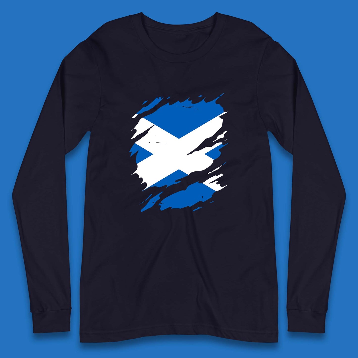 Distressed Scotland Flag Scottish Heritage Ancestry Scot Pride Scottish Flag Long Sleeve T Shirt