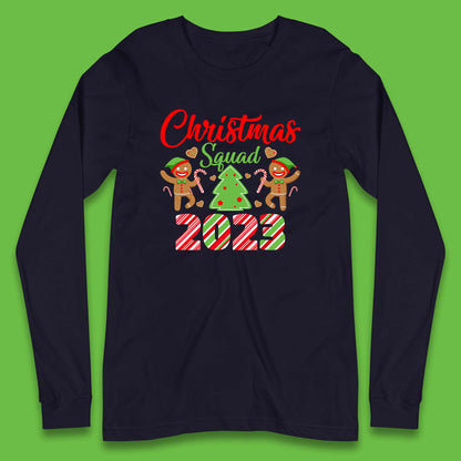 Christmas Squad 2023 Christmas Tree Xmas Gingerbread Man with Candy Cane Long Sleeve T Shirt