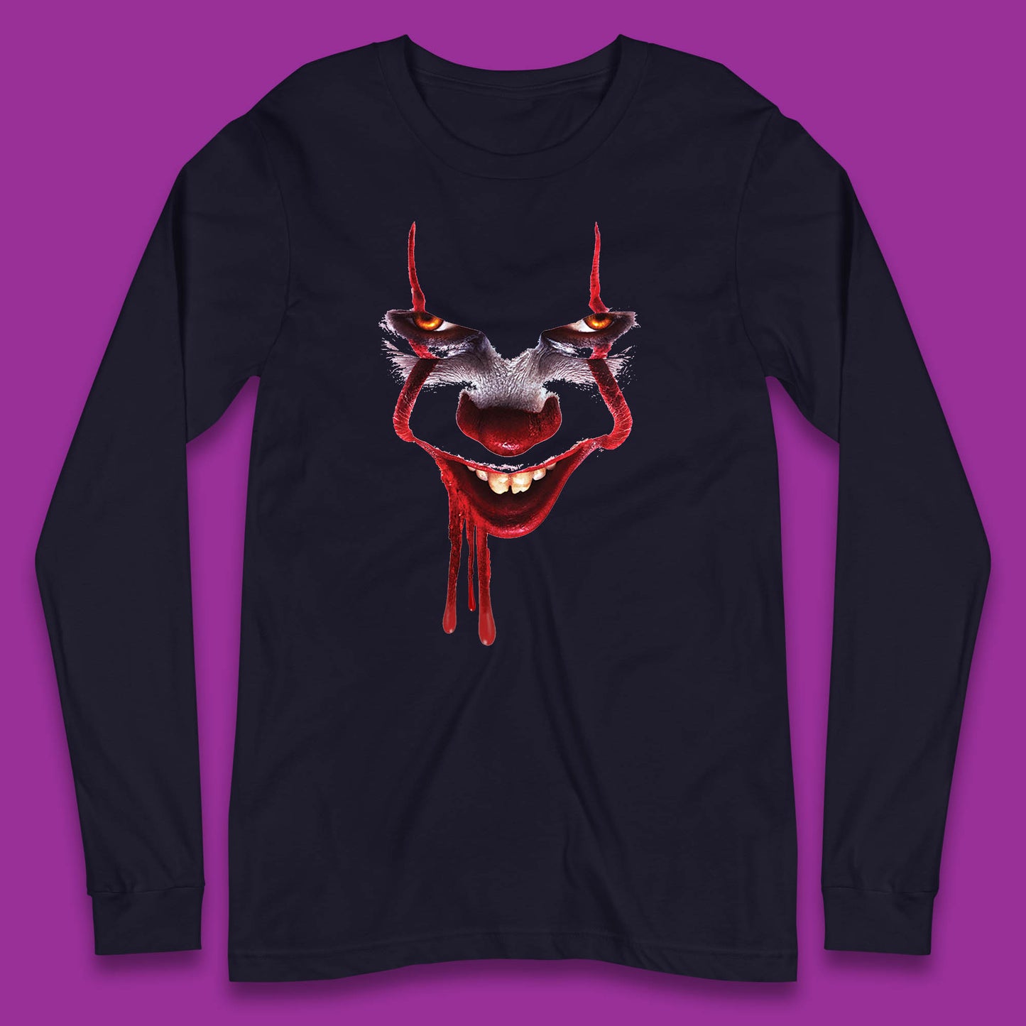 Pennywise Clown IT Chapter 2 Halloween Horror Movie Character Long Sleeve T Shirt