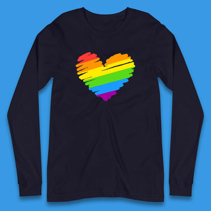 Rainbow Colour Heart Pride LGBTQ Rainbow Pride LGBT Gay Pride Month Long Sleeve T Shirt