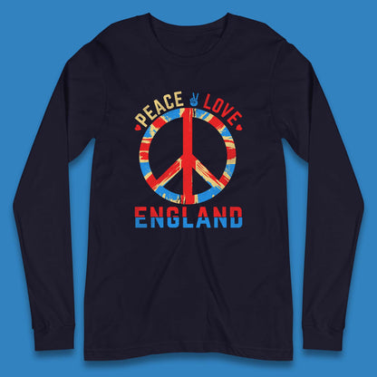 Peace Love England Peace Sign United Kingdom British England Vacation Trip Long Sleeve T Shirt