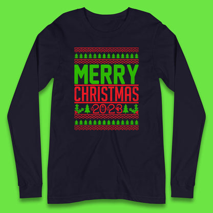 Merry Christmas 2023 Winter Holiday Festive Celebration Xmas Gift Long Sleeve T Shirt