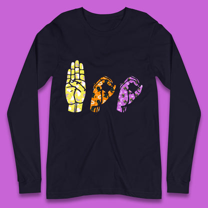 Halloween Hand Sign Language Boo Ghost American Sign Language Alphabet ASL Halloween Long Sleeve T Shirt