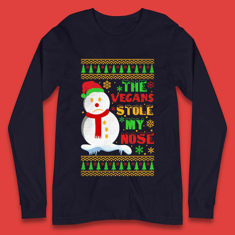 Vegan Snowman Christmas Long Sleeve T-Shirt