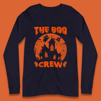 The Boo Crew Halloween Boo Squad Matching Costume Haunted House Horror Boo Ghost Long Sleeve T Shirt