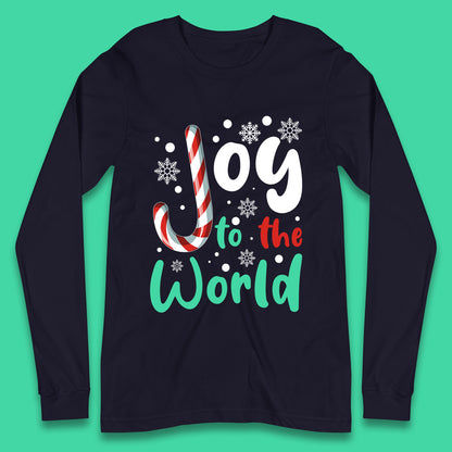 joy to the world christmas candy cane long sleeve t shirt