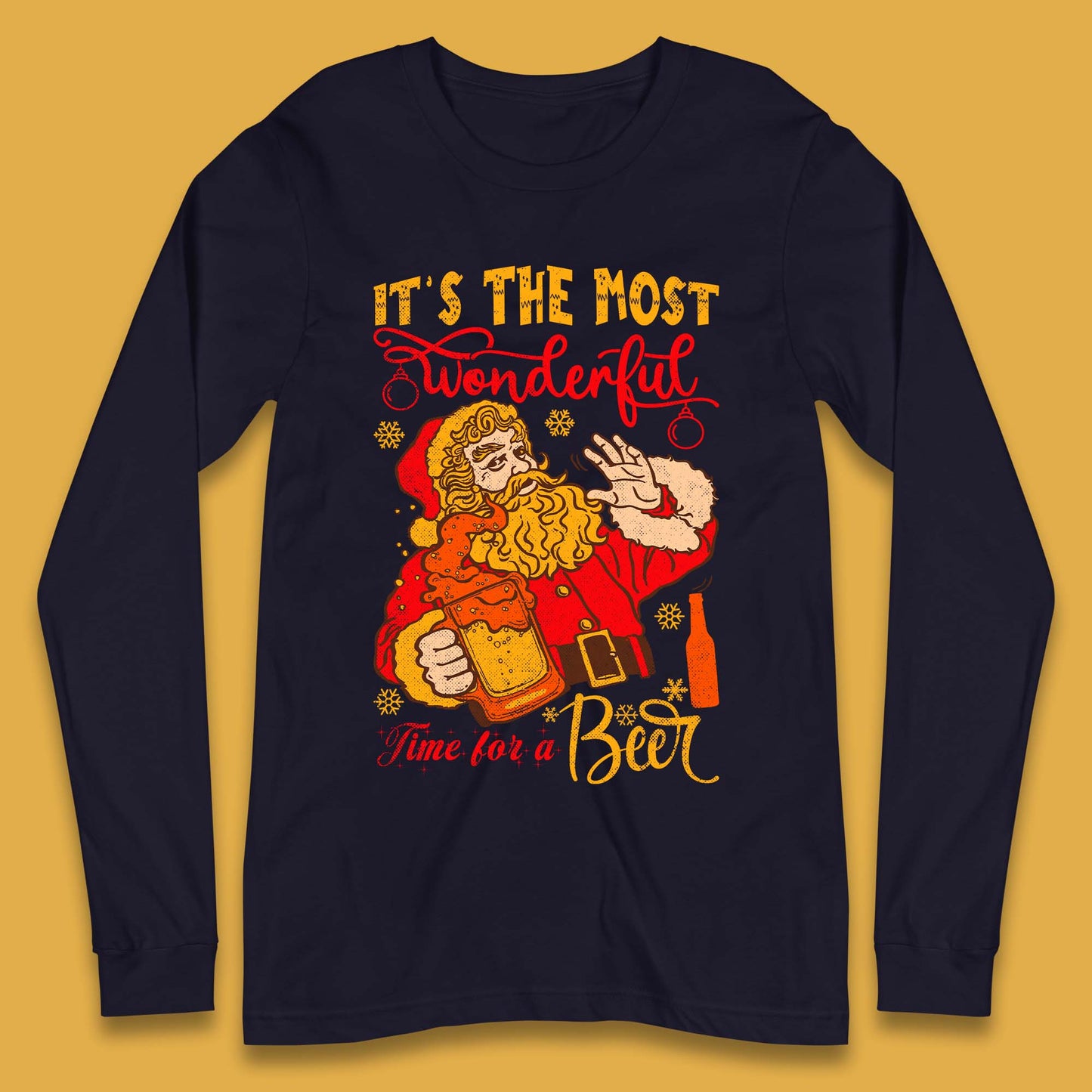 Santa Beer Time Christmas Long Sleeve T-Shirt