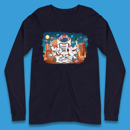 Meditating Astronaut Yoga Long Sleeve T-Shirt