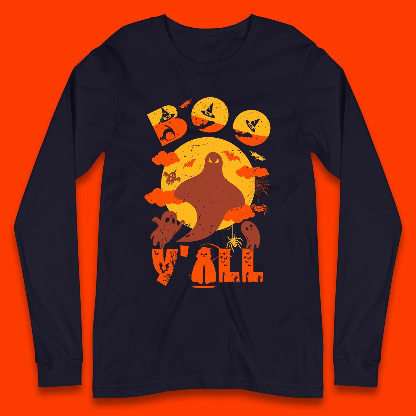 Halloween Boo Y'all Hey Boo Funny Spooky Halloween Party Long Sleeve T Shirt