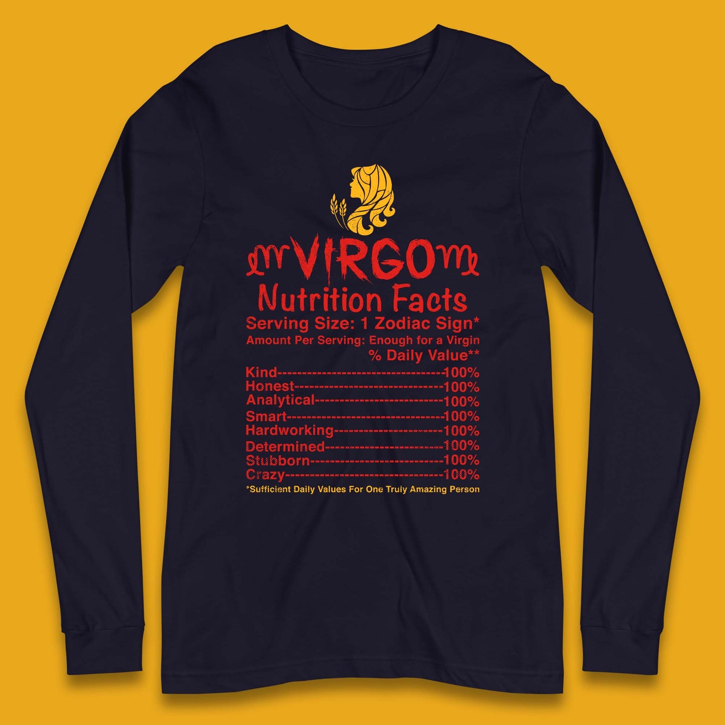 Virgo Nutrition Facts Long Sleeve T-Shirt