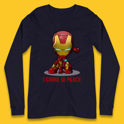 I Come In Peace Marvel Avenger Movie Character Iron Man Superheros Ironman Costume Superheros Long Sleeve T Shirt