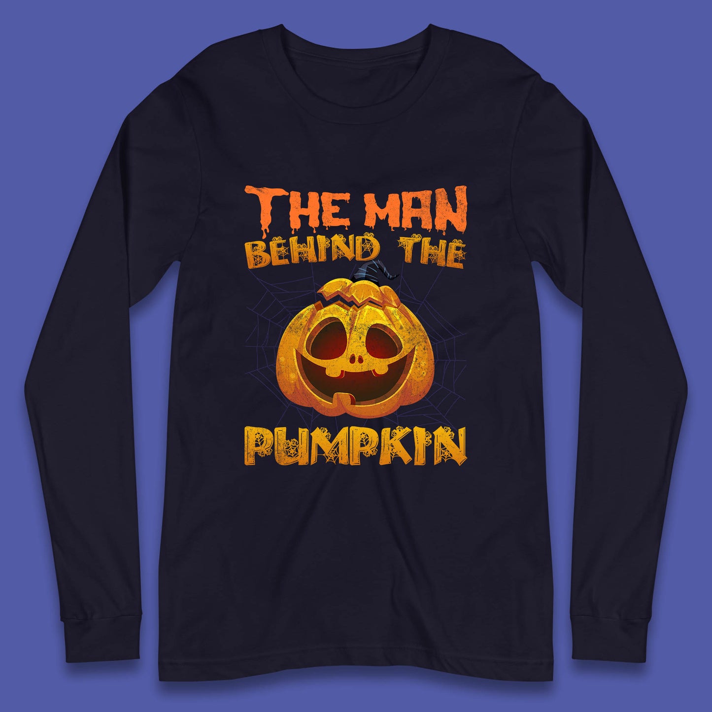 The Man Behind The Pumpkin Halloween Pregnancy Baby Announcement New Dad Gift Long Sleeve T Shirt