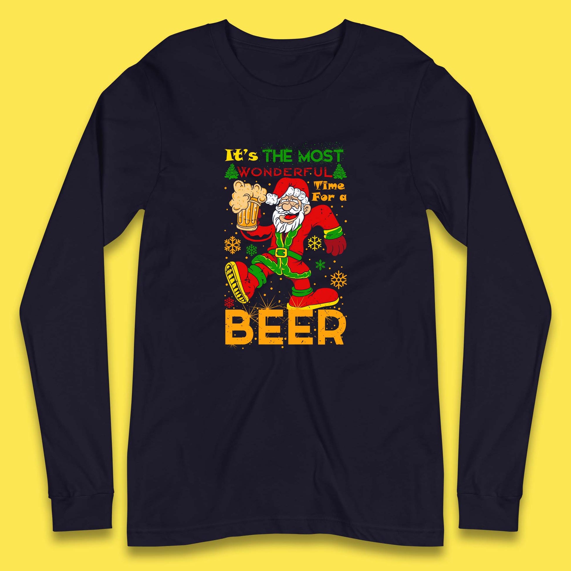 santa drink beer long sleeve t shirt