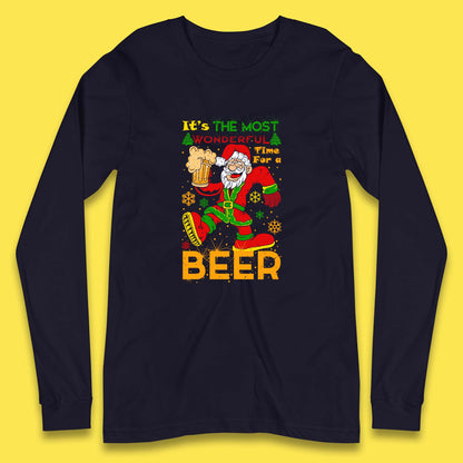 santa drink beer long sleeve t shirt