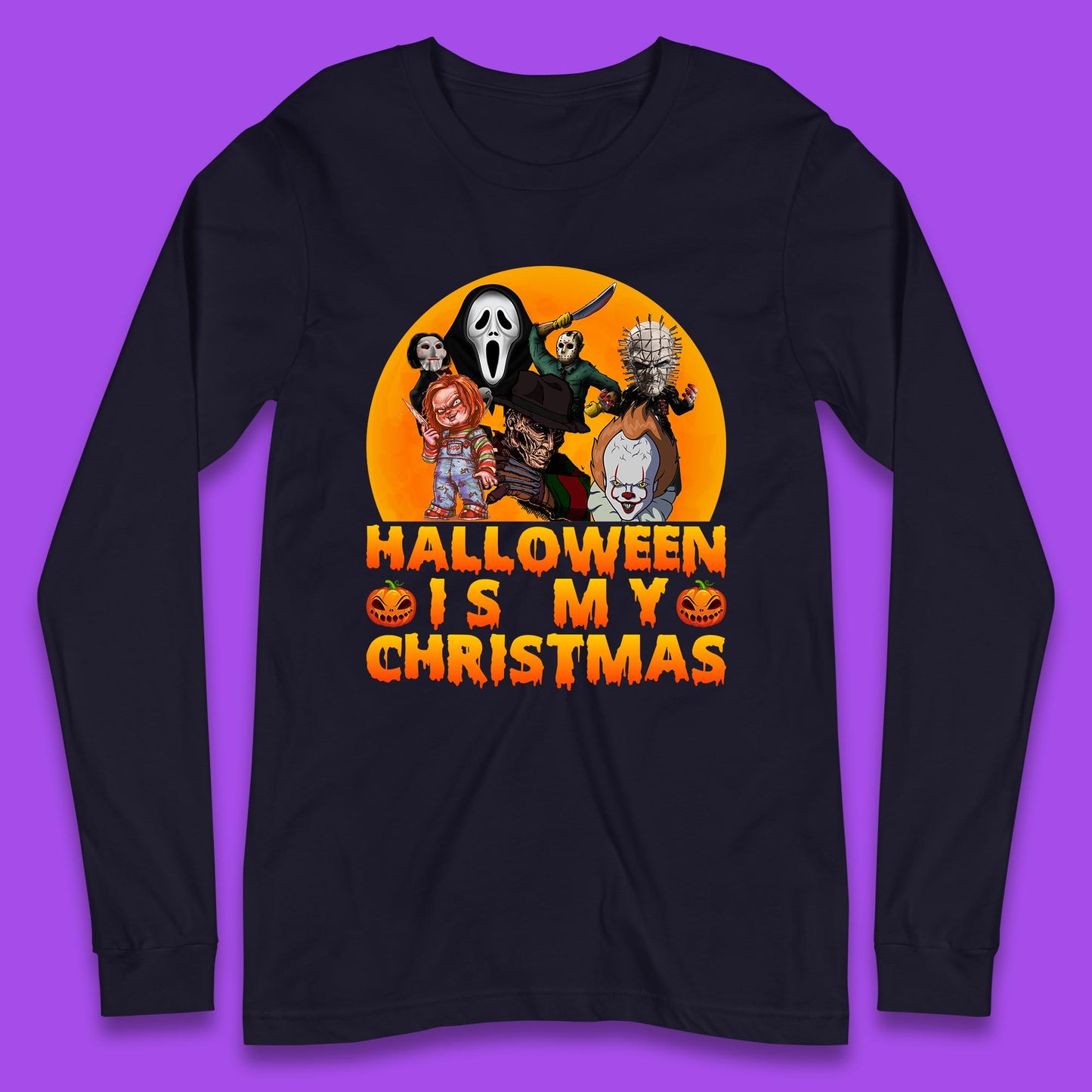 iconic horror movie characters long sleeve t shirt