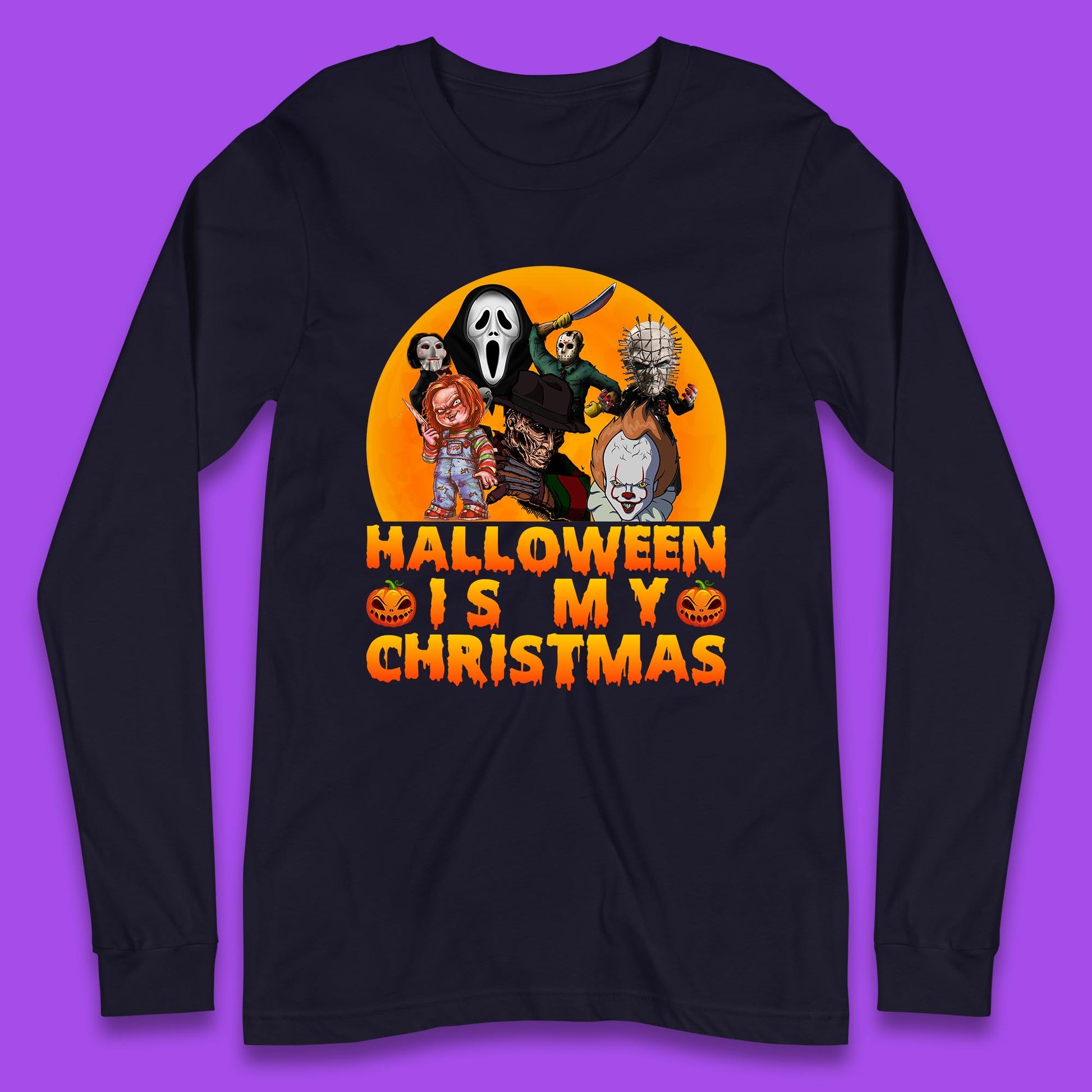 iconic horror movie characters long sleeve t shirt
