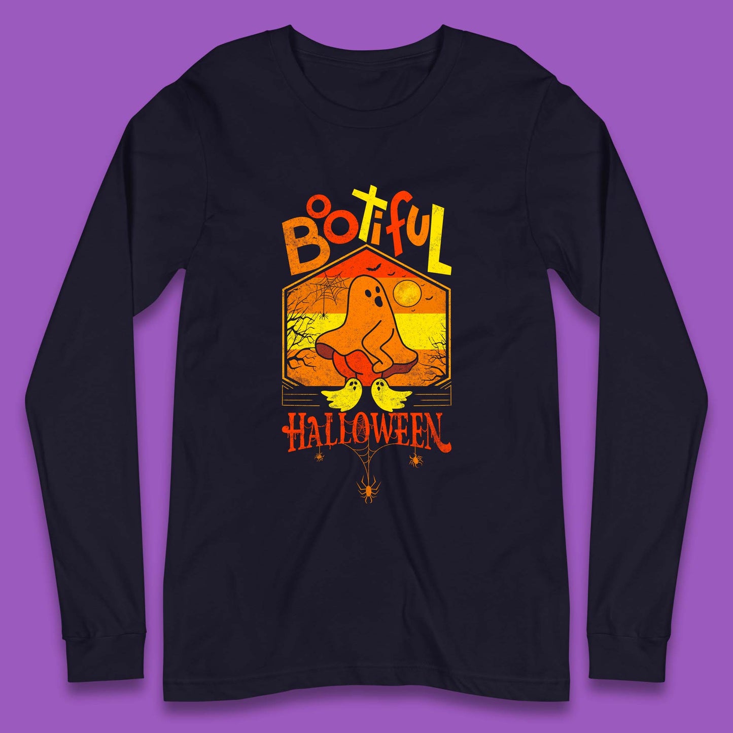 Bootiful Halloween Funny Ghost Big Butt Thick Halloween Ghost Booty Funny Humor Offensive Long Sleeve T Shirt