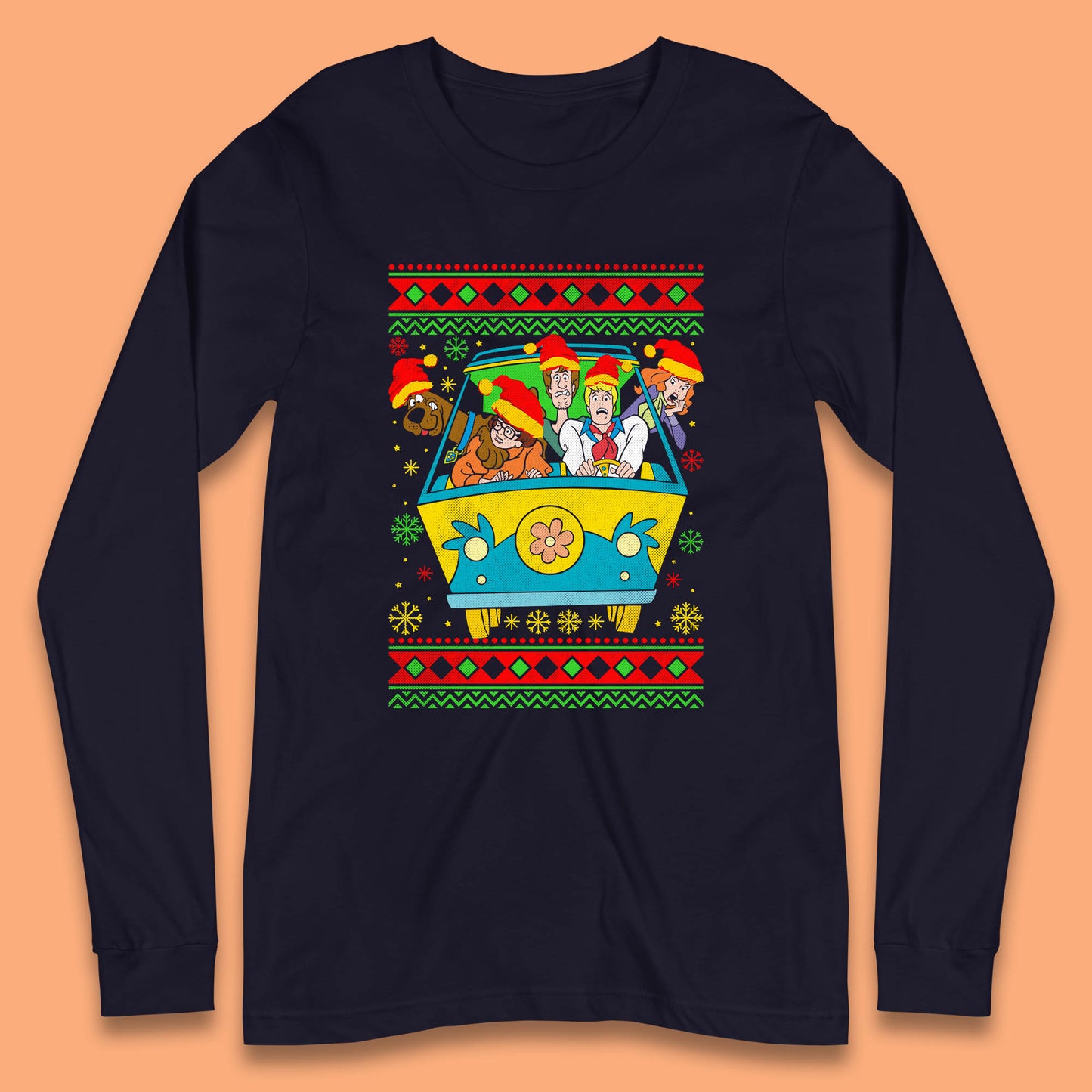 Scooby Doo And Friends Mystery Machine Van Christmas Long Sleeve T Shirt