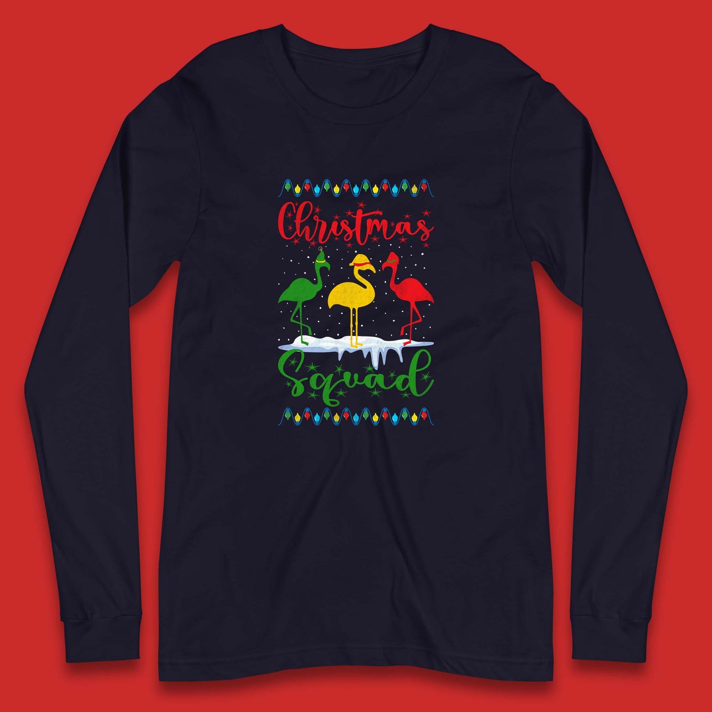 flamingos christmas long sleeve t shirt